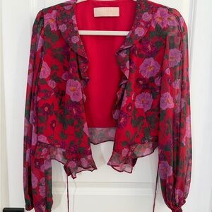 KEEPSAKE the Label Red Floral Sheer Blouse